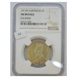 1917 M AUSTRALIA FLORIN RARE NGC AU