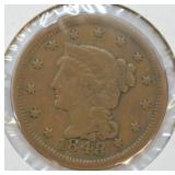 1848 LARGE CENT  VF  P Q