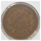 1867 TWO CENT PIECE  F