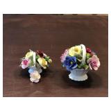 Hand Modeled & Painted Fine Bone China Flower Bask