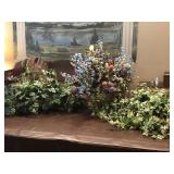 Assorted Silk Plants and Floral Arrangement