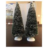 2 Large Snowcovered Topiary Trees