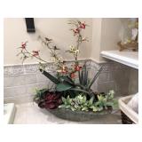 Large Faux Orchid and Succulent Plant