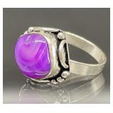 STERLING SILVER RING WITH PURPLE STONE SIZE 8