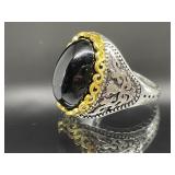 STERLING SILVER RING BLACK STONE SIZE 9