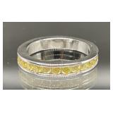 STERLING SILVER RING YELLOW STONES SIZE 5