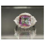 STERLING SILVER RING WITH MULTI COLOR AND WHITE ST