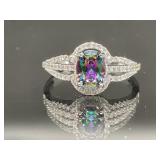 STERLING SILVER RING WITH MULTI COLOR AND WHITE ST