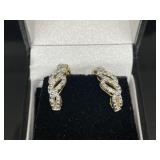 STERLING SILVER EARRINGS WITH WHITE STONES