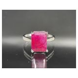 STERLING SILVER RING WITH PINK/RED STONE SIZE