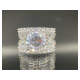 STERLING SILVER RING WITH WHITE STONES PAJ CZ SIZE