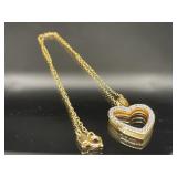 STERLING SILVER NECKLACE WITH WHITE STONES HEART P