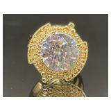 STERLING SILVER GOLD RING WITH WHITE STONE PAJ BB