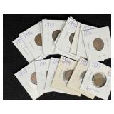 Lot of (17) different date Indian Cents