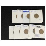 Lot of (14) assorted wheat pennies