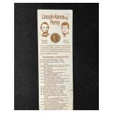 1963 Lincoln Penny with JFK stamp on coin