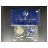 1971 Silver Uncirculated Ike Dollar in  Blue Gov.