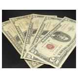 Lot of   (5)  Red Seal $5