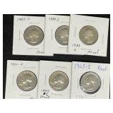 Proof Quarters: 1968-S, 1969-S, 1971-S,  1985-S, e