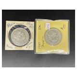 Lot of (2) 50% Mexican Silver coins