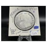 1730 King Louis XV  Silver Ecu (Bordeaux Mintmark)