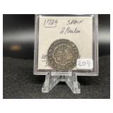 1724 Spanish 2 Reals  (Philip V)  (Very Nice Condi