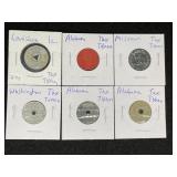Lot of (6) vintage state tax tokens
