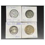 Lot of (4) Catholic Prayer Charm Medals