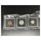 (3) US Type Coins in Black Holder