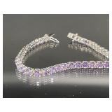 STERLING SILVER BRACELET PURPLE STONES