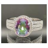 STERLING SILVER RING MULTI COLOR STONE SIZE 9