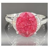 STERLING SILVER RING RUBY STONE SIZE 8