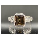 STERLING SILVER RING BROWN STONE SIZE 9