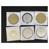 Lot of (6) vintage Casino Tokens