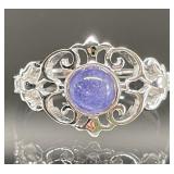 STERLING SILVER RING BLUE STONE SIZE 9