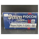 FIOCCHI 9 MM LUGER 50 CARTRIDGES