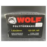 WOLF 7.62  X 39 MM 20 CARTRIDGES