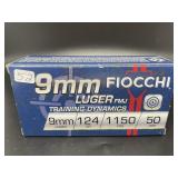 FIOCCHI 9 MM LUGER 50 CARTRIDGES