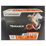 MONARCH 12 GAUGE WING AND CLAY 25 CARTRIDGES