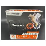 MONARCH 12 GAUGE WING AND CLAY 25 CARTRIDGES