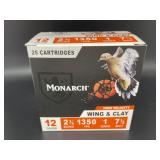 MONARCH 12 GAUGE WING AND CLAY 25 CARTRIDGES