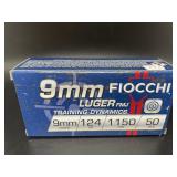 FIOCCHI 9 MM LUGER 50 CARTRIDGES