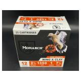 MONARCH 12 GAUGE WING AND CLAY 25 CARTRIDGES
