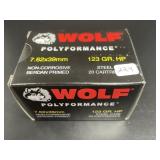 WOLF 7.62 X 39 MM 20 CARTRIDGES