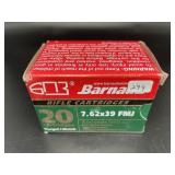 BARNAUL 7.62 X 39 FMJ 20 CARTRIDGES