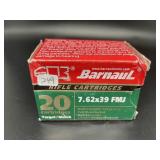 BARNAUL 7.62 X 39 FMJ 20 CARTRIDGES