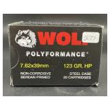 WOLF 7.62 X 39 MM 20 CARTRIDGES