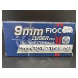 FIOCCHI 9 MM LUGER 50 CARTRIDGES