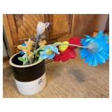 Vintage Crock and Fake Flowers