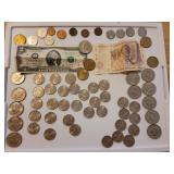 Collection of coins and money